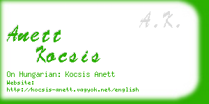anett kocsis business card